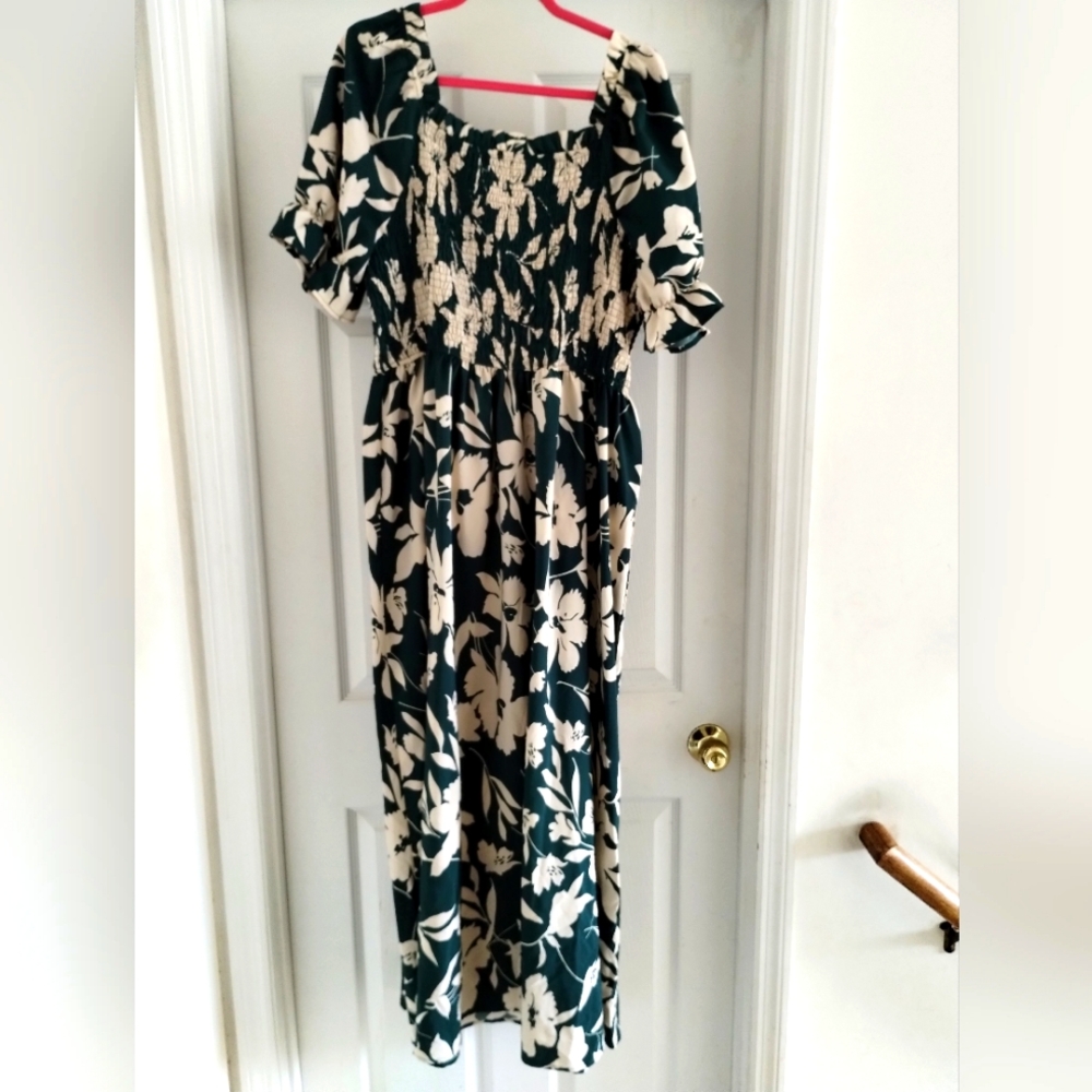 Green & White Floral Dress